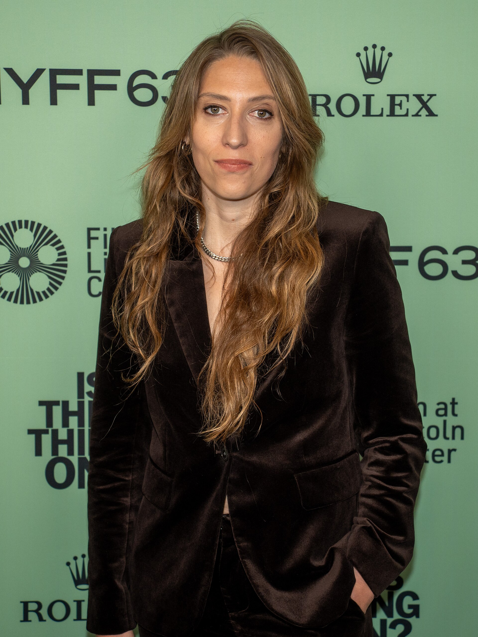 Jordan Jensen at the 63rd annual New York Film Festival at Lincoln Center in 2025 for the film Is This Thing On?