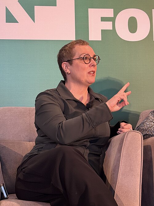 Julia Angwin, Founder at Proof News, speaking at the 2025 Knight Media Forum in Miami, Florida in February 2025