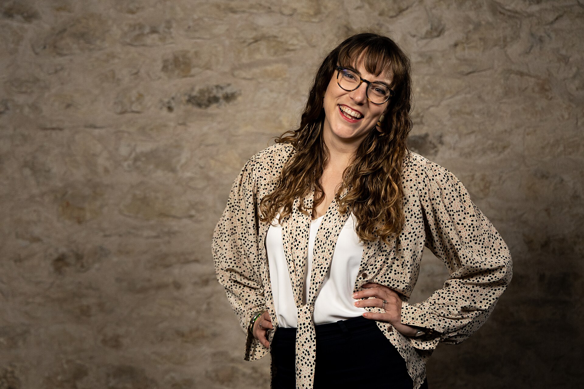 Julia Elaine Walker, Head of Production & Senior Producer, at the WikiPortraits studio at the 2025 SXSW Festival.