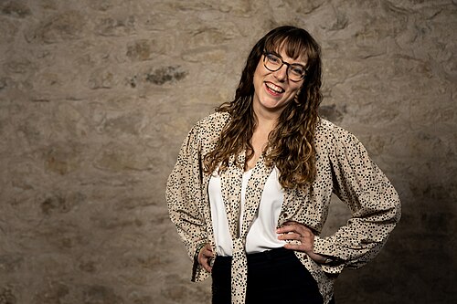 Julia Elaine Walker, Head of Production & Senior Producer, at the WikiPortraits studio at the 2025 SXSW Festival.