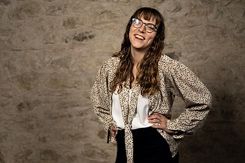 Julia Elaine Walker, Head of Production & Senior Producer, at the WikiPortraits studio at the 2025 SXSW Festival.