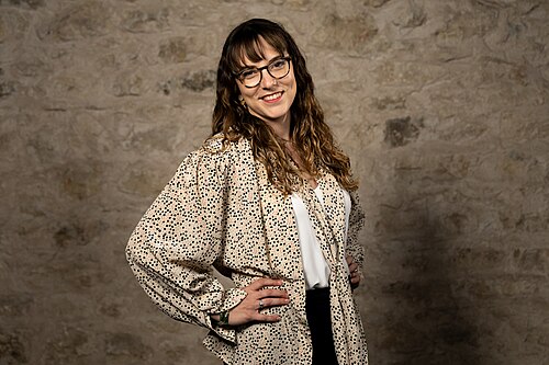 Julia Elaine Walker, Head of Production & Senior Producer, at the WikiPortraits studio at the 2025 SXSW Festival.