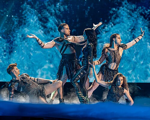 Justyna Steczkowska, representing Poland, performing at Eurovision 2025 in Basel, Switzerland.