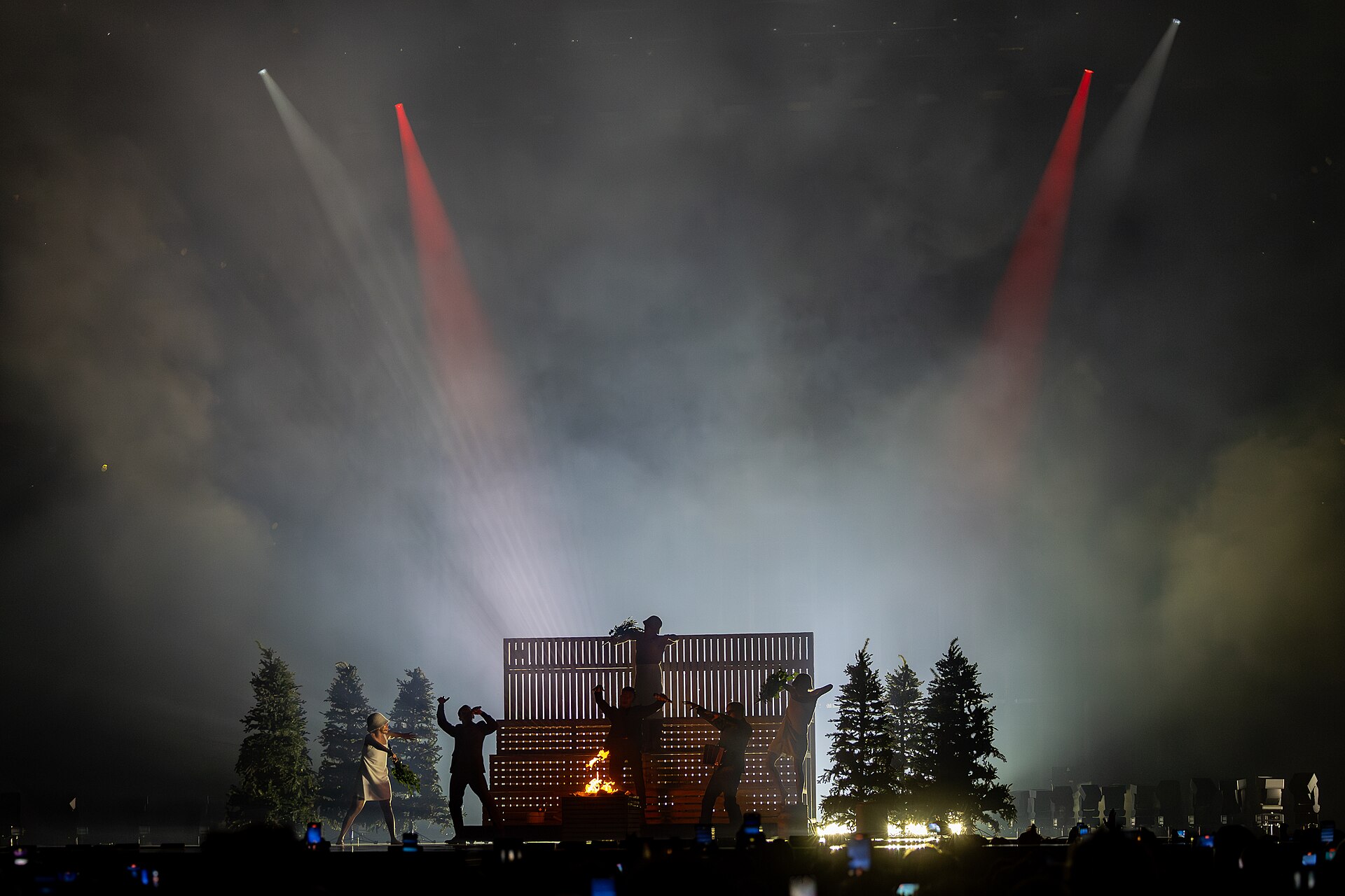 KAJ, representing Sweden, performing at Eurovision 2025 in Basel, Switzerland.