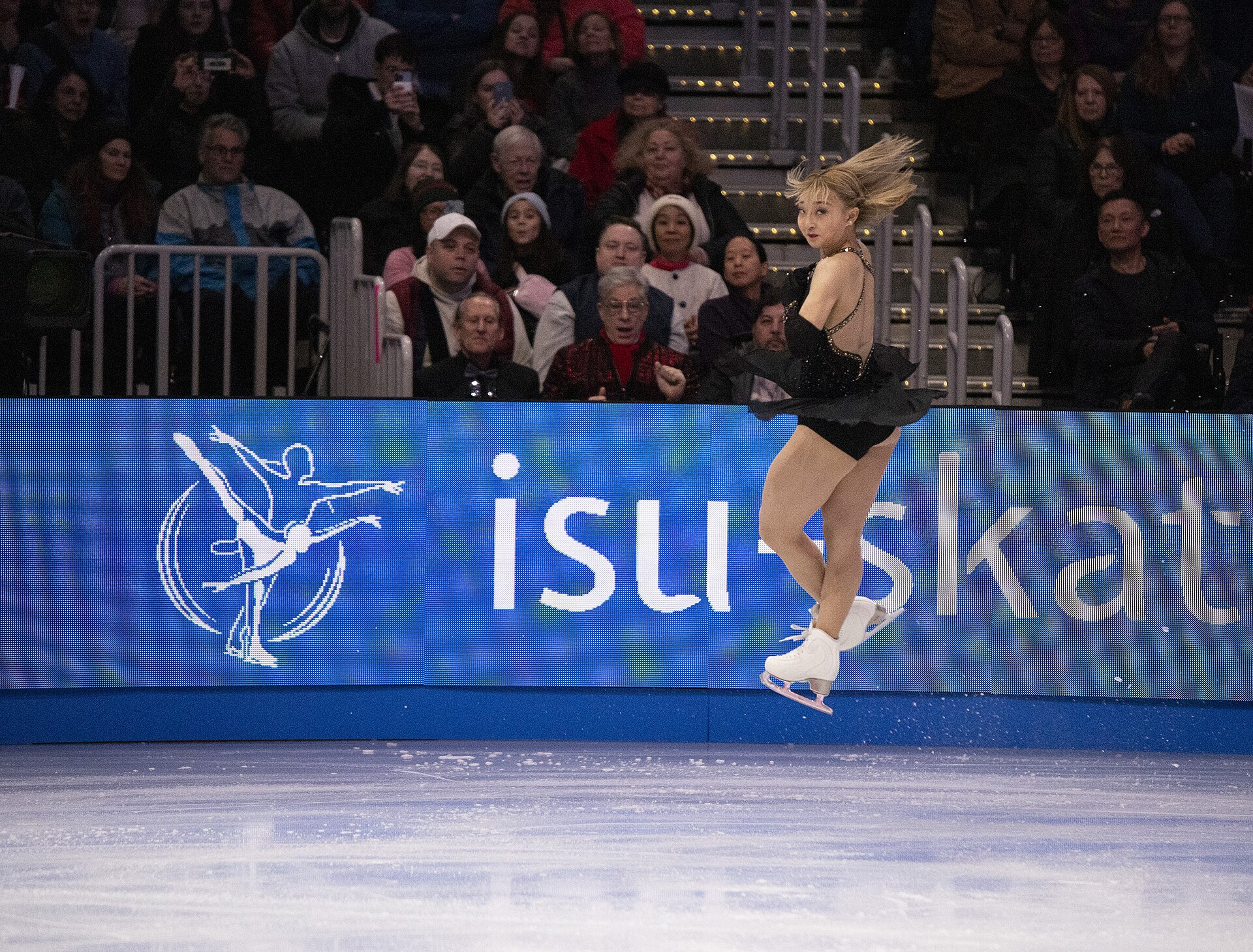 Kaori Sakamoto, Japanese figure skater, at the 2025 World Figure Skating Championships at TD Garden in Boston, Massachusetts.