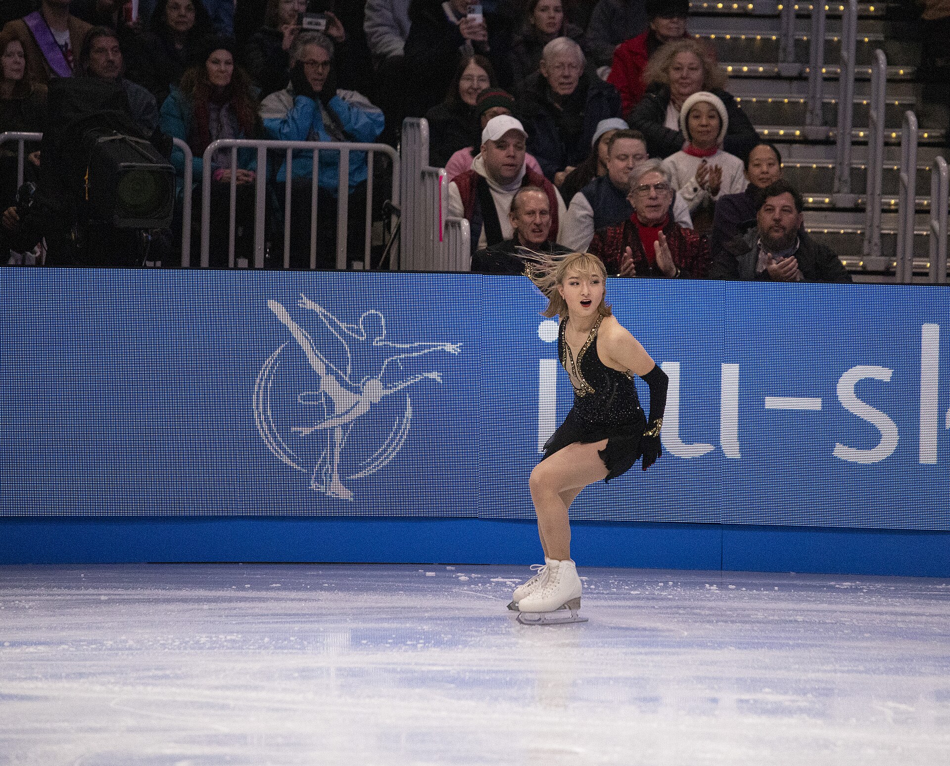 Kaori Sakamoto, Japanese figure skater, at the 2025 World Figure Skating Championships at TD Garden in Boston, Massachusetts.
