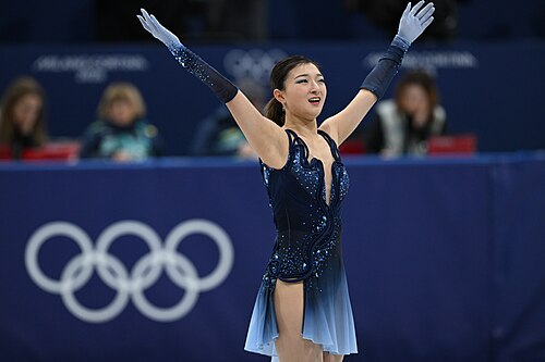 MILAN, ITALY - 06 FEBRUARY 2026: Kaori Sakamoto of Japan compete during the Figure Skating Team Event Women Single Skating Short Program at the Olympic Winter Games Milano Cortina 2026  Milano Ice Skating Arena on February 06, 2026 in ,