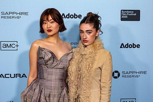 Katarina Zhu and Rachel Sennott at the 2025 Sundance Film Festival for the movie Bunnylovr.