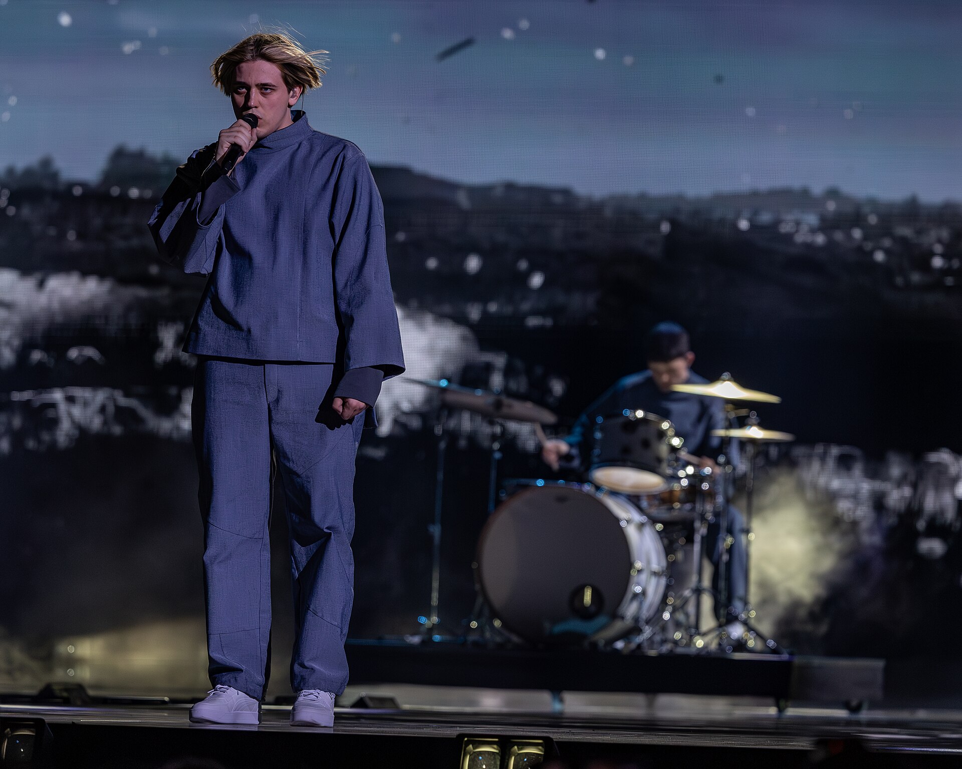 Katarsis, representing Lithuania, performing at Eurovision 2025 in Basel, Switzerland.