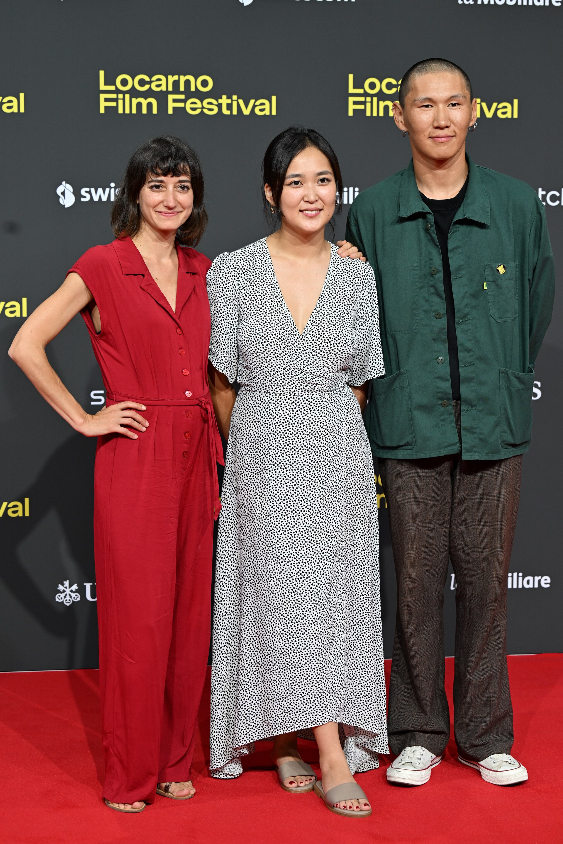 Katia Khazak, Azzaya Munkhbat & Altanshagal Munkhnasan at the Locarno Film Festival in Locarno, Switzerland in August 2025