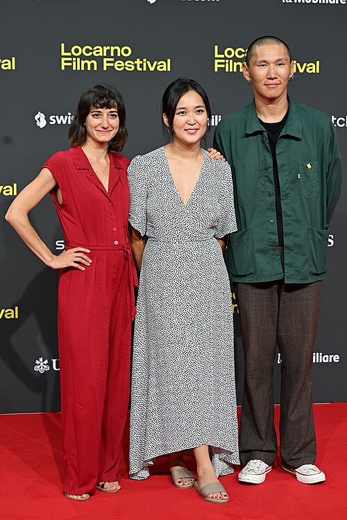 Katia Khazak, Azzaya Munkhbat & Altanshagal Munkhnasan at the Locarno Film Festival in Locarno, Switzerland in August 2025