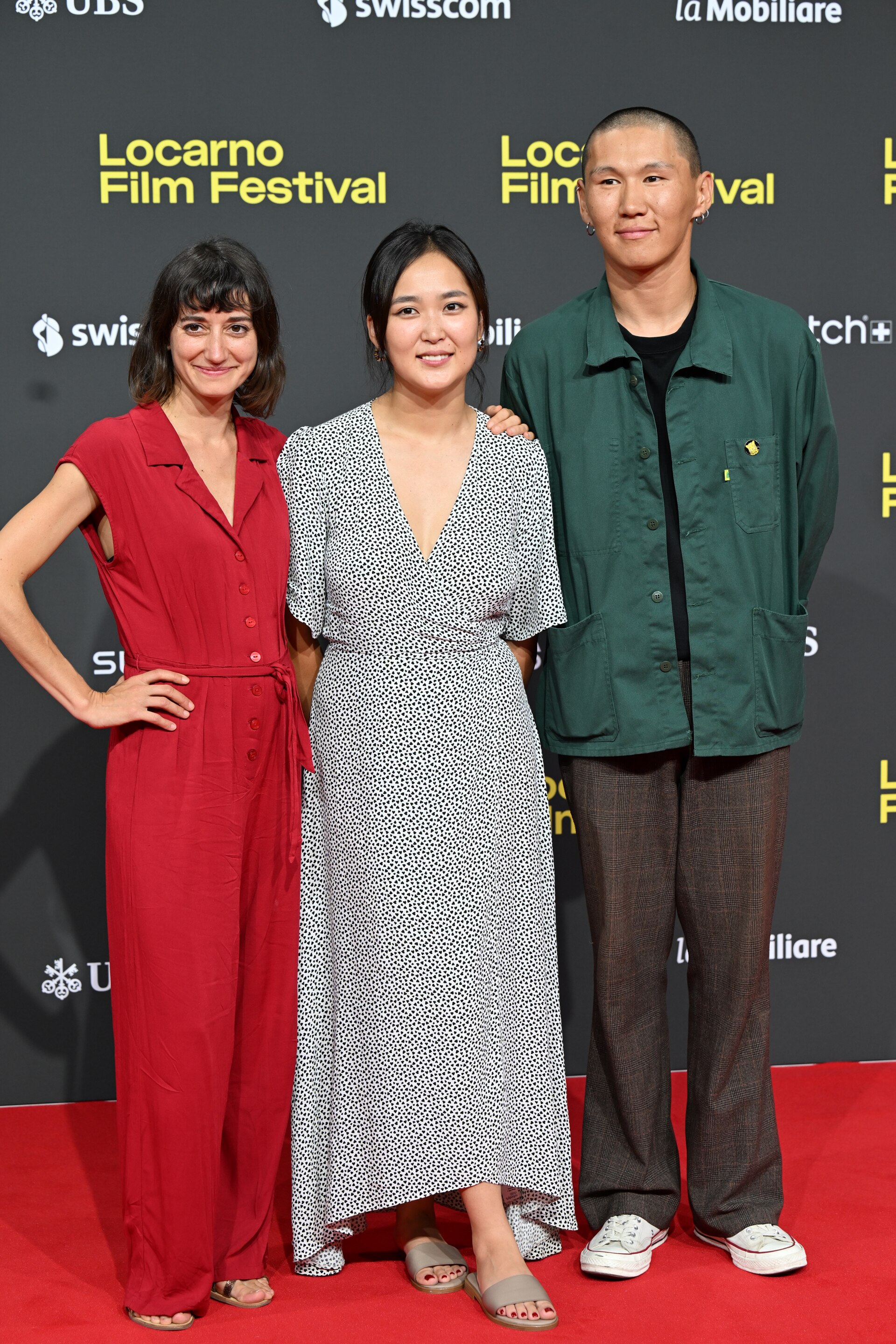 Katia Khazak, Azzaya Munkhbat & Altanshagal Munkhnasan at the Locarno Film Festival in Locarno, Switzerland in August 2025