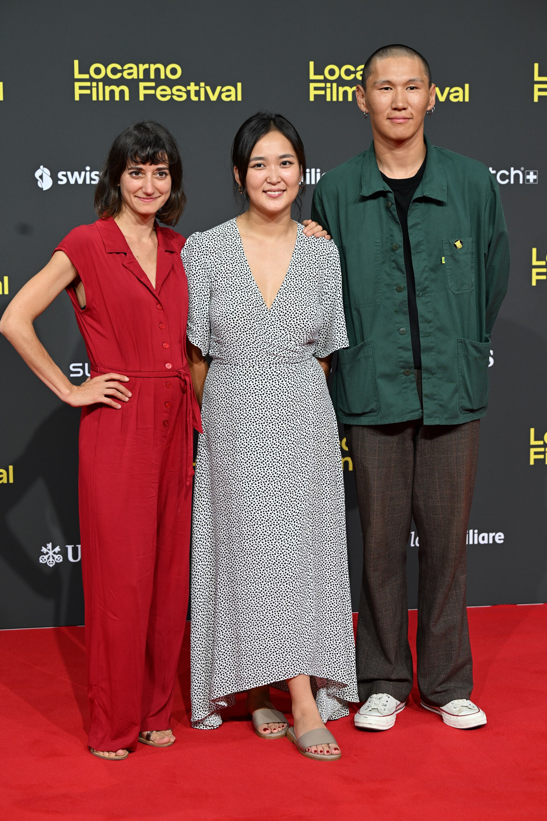 Katia Khazak, Azzaya Munkhbat & Altanshagal Munkhnasan at the Locarno Film Festival in Locarno, Switzerland in August 2025