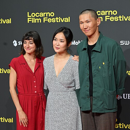 Katia Khazak, Azzaya Munkhbat & Altanshagal Munkhnasan at the Locarno Film Festival in Locarno, Switzerland in August 2025