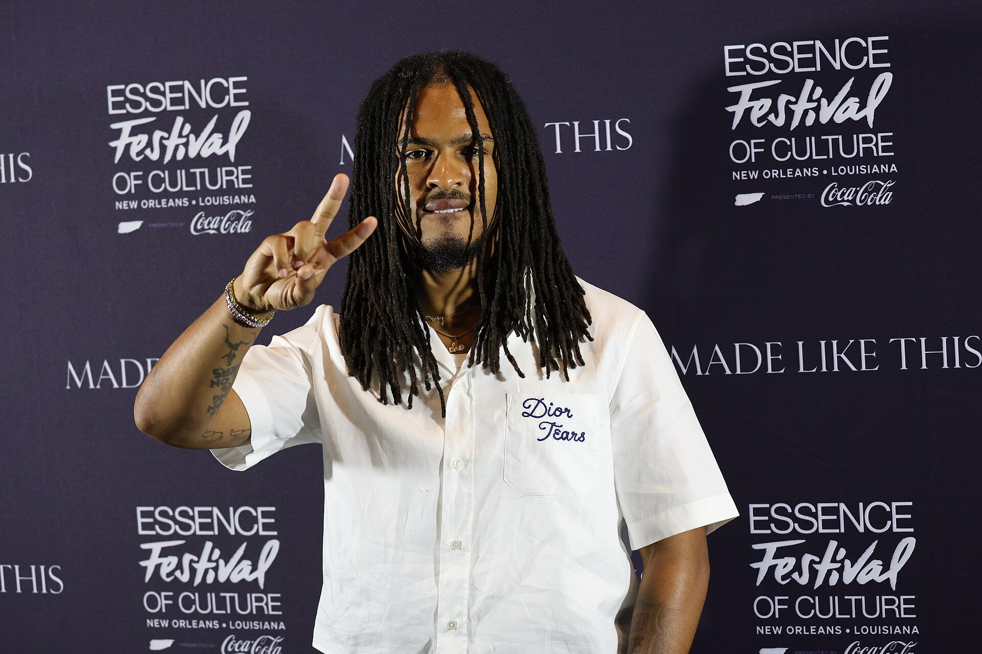 Keith Lee poses in the press room at Essence Fest 2025