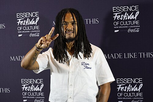 Keith Lee poses in the press room at Essence Fest 2025