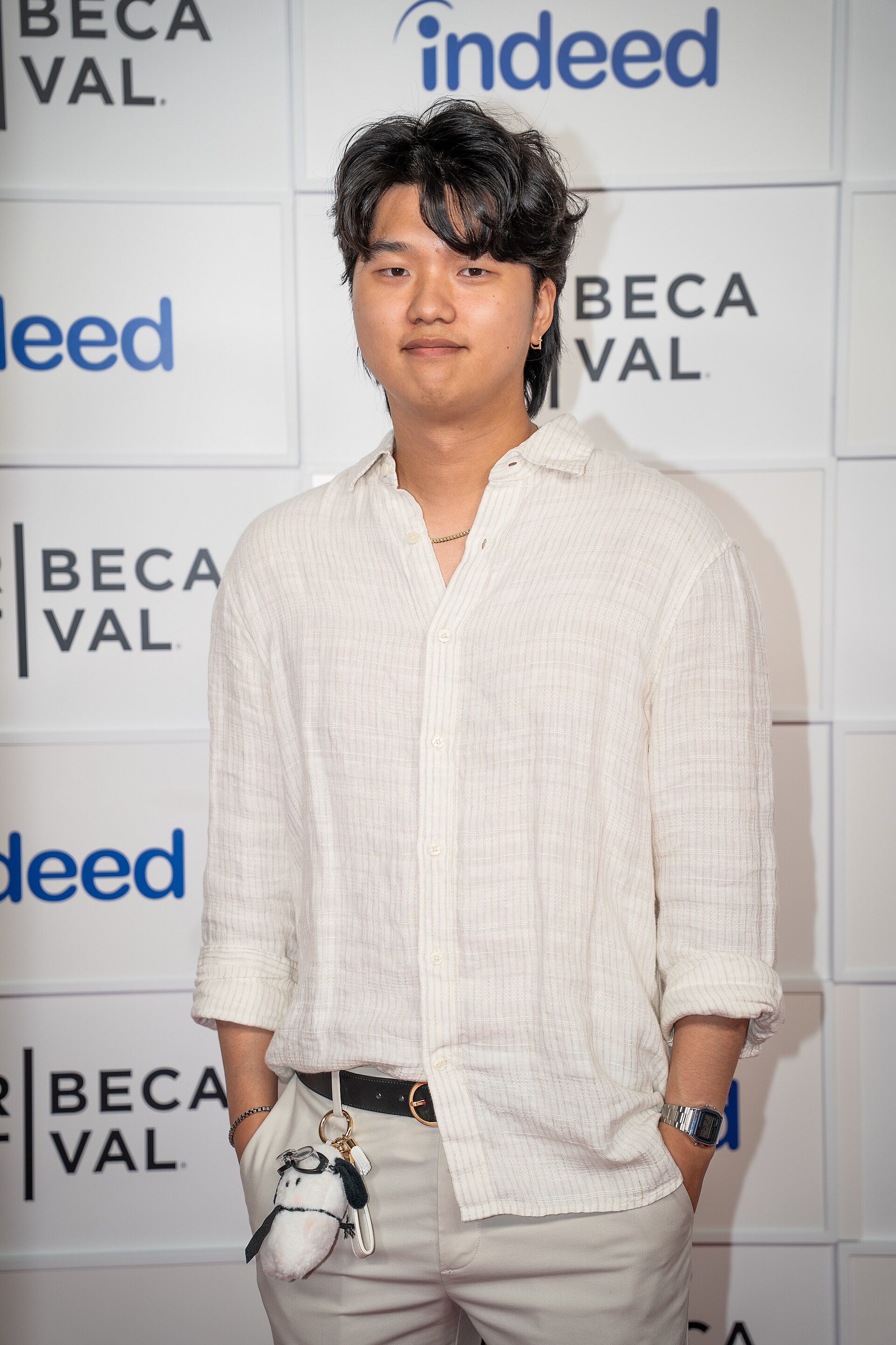 Kevin Jin Kwan Kim, writer & director, at a 2025 Tribeca Film Festival red carpet in New York City for the film My Dad, the Rockstar.