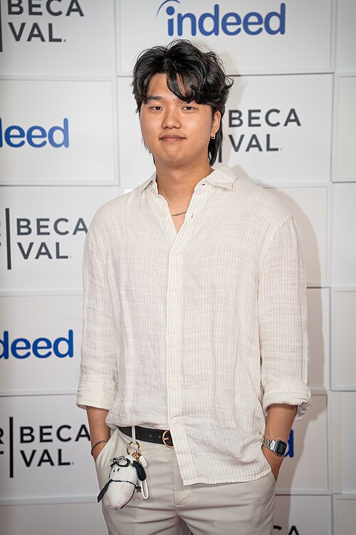 Kevin Jin Kwan Kim, writer & director, at a 2025 Tribeca Film Festival red carpet in New York City for the film My Dad, the Rockstar.