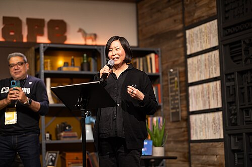 Kim Yutani at the opening press gathering for Sundance 2025.