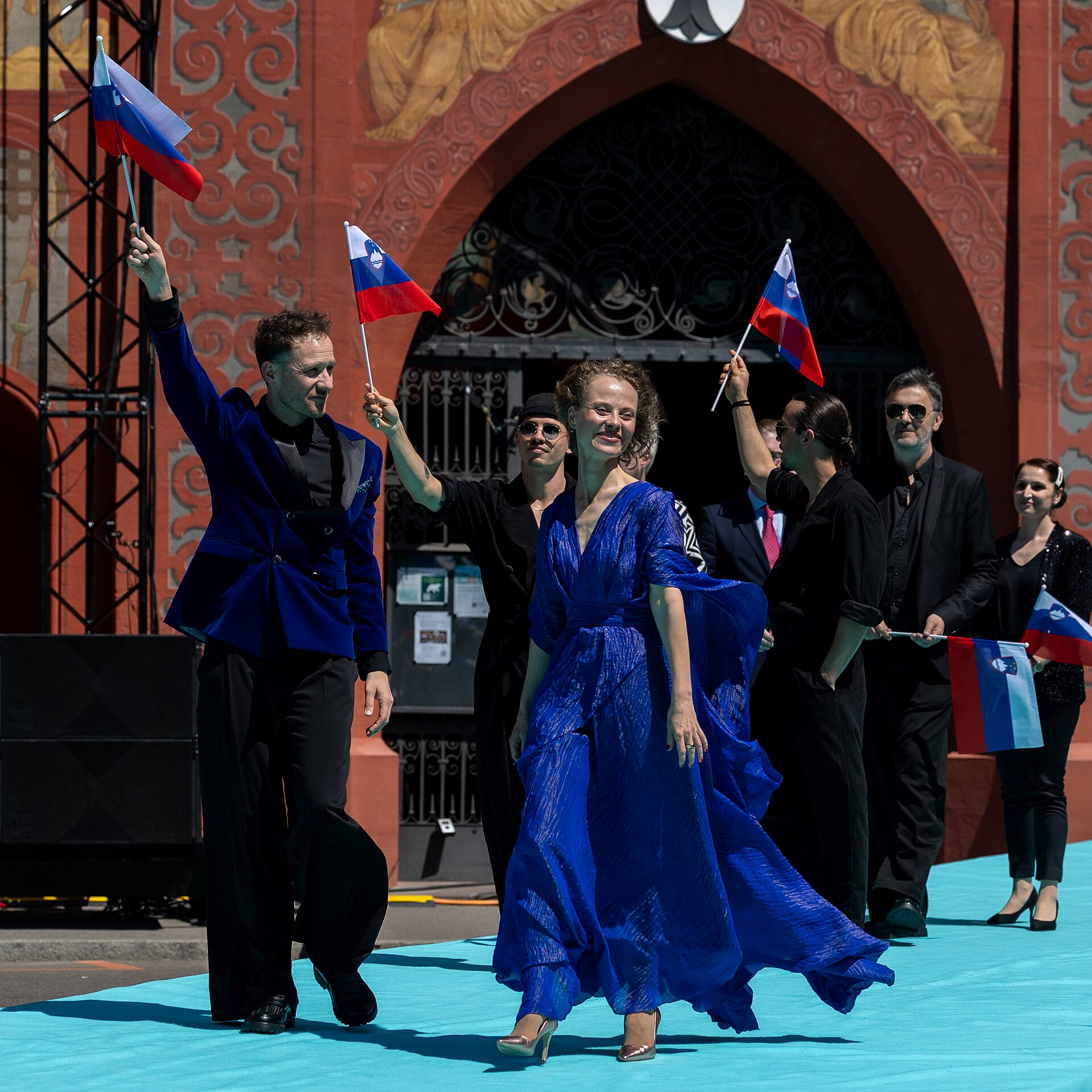 Klemen, representing Slovenia, on the Turquoise Carpet at Eurovision 2025 in Basel, Switzerland.