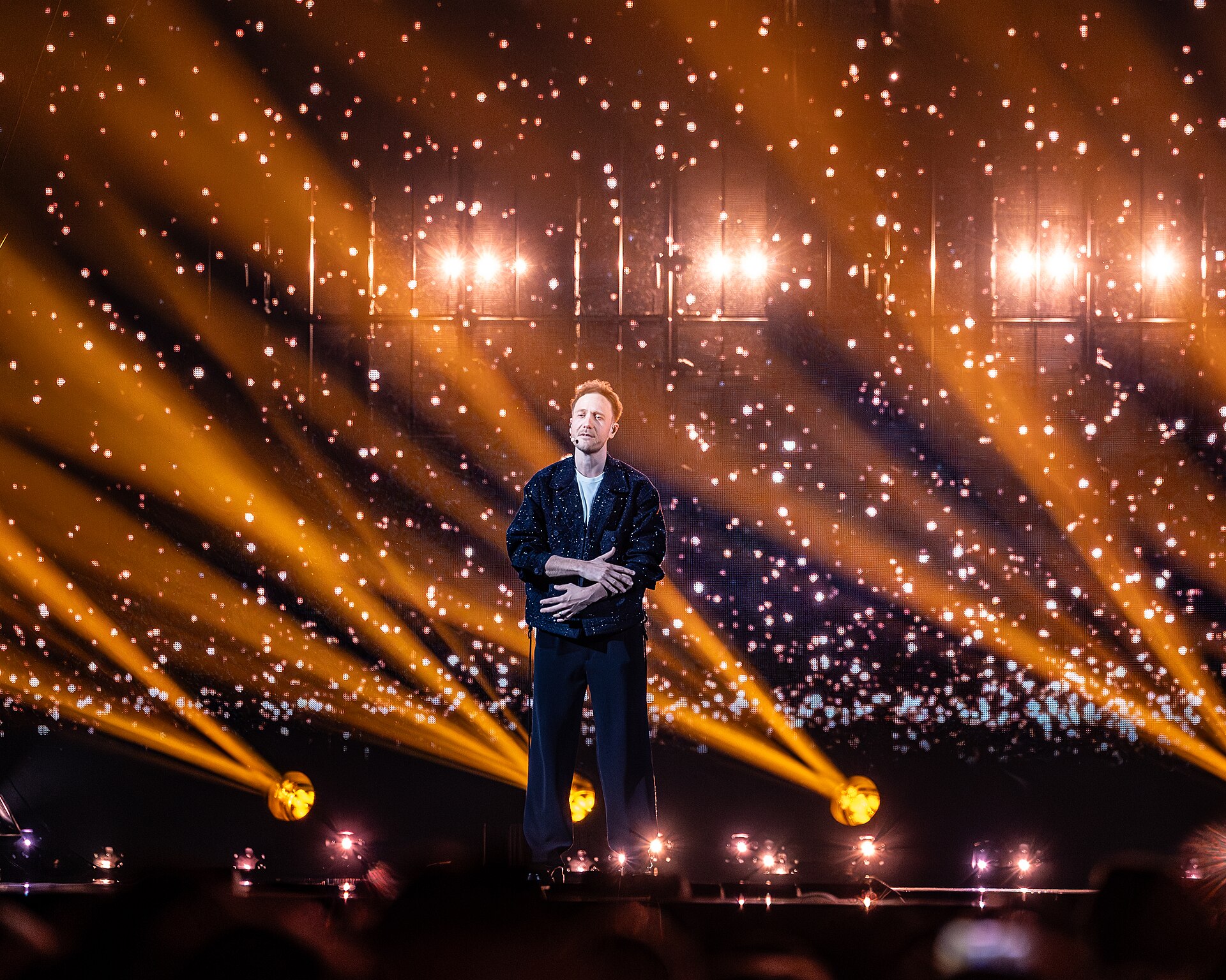 Klemen, representing Slovenia, performing at Eurovision 2025 in Basel, Switzerland.