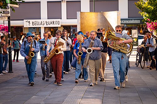 Kristiansand Jazzfestival inaugural edition 2025, street parade through Markens gate