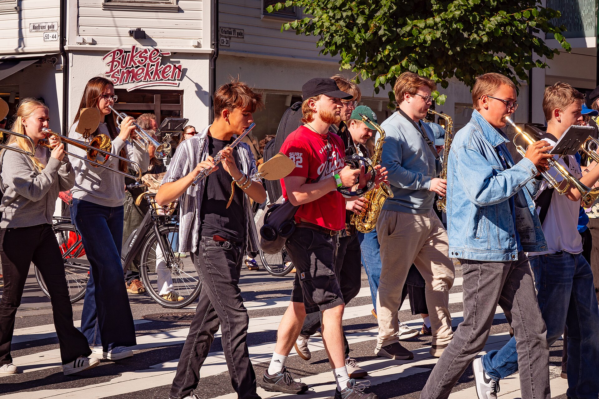 Kristiansand Jazzfestival inaugural edition 2025, street parade through Markens gate