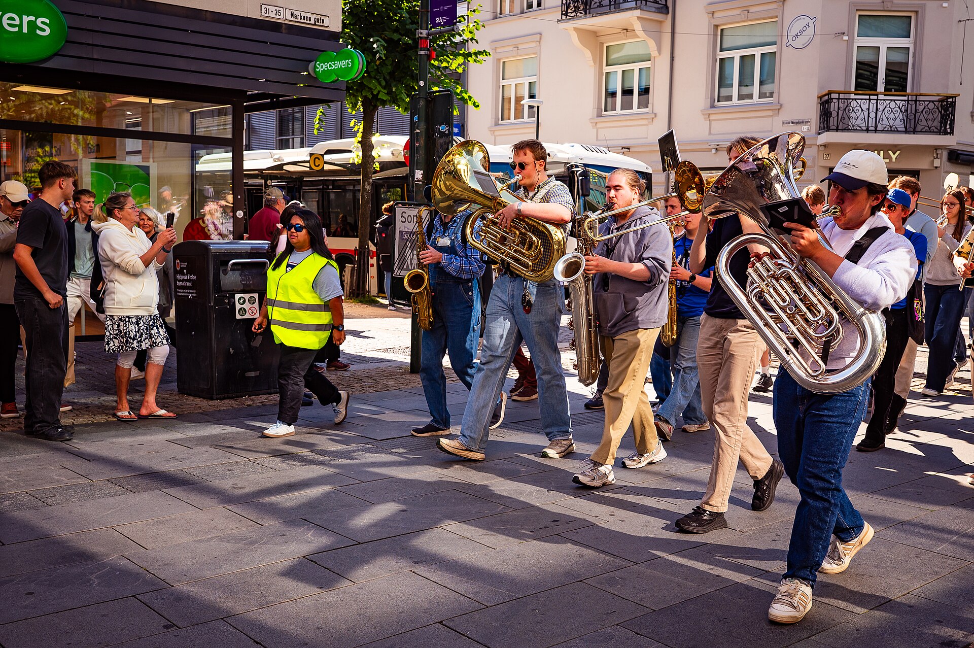 Kristiansand Jazzfestival inaugural edition 2025, street parade through Markens gate