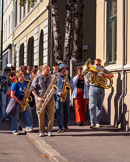 Kristiansand Jazzfestival inaugural edition 2025, street parade through Markens gate
