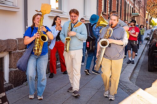 Kristiansand Jazzfestival inaugural edition 2025, street parade through Markens gate