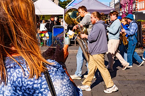 Kristiansand Jazzfestival inaugural edition 2025, street parade through Markens gate
