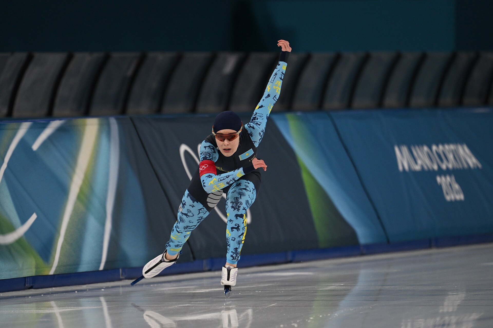 MILAN, ITALY - 09 FEBRUARY 2026: Kristina Silaeva of team Kazakhstan competes during the Speed Skating Women's 1000m at the Olympic Winter Games Milano Cortina 2026  Milano Ice Skating Arena on February 09, 2026 in Milan, Italy