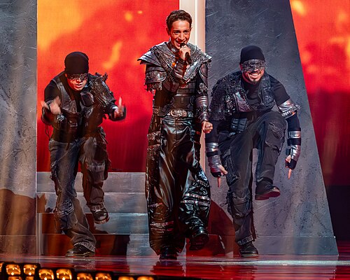 Kyle Alessandro, representing Norway, performing at Eurovision 2025 in Basel, Switzerland.