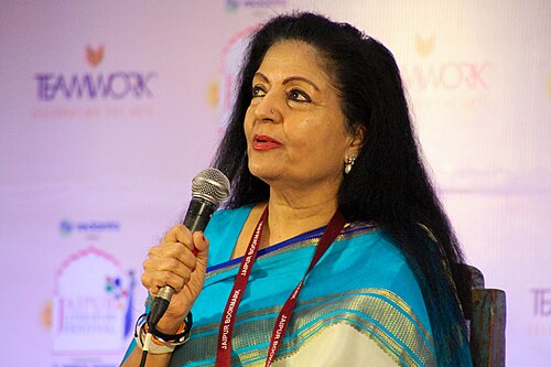 Lakshmi Puri, diplomat, at the 2025 Jaipur Literature Festival in Jaipur, India.