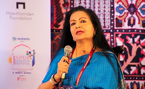 Lakshmi Puri, author and former diplomat, at the 2025 Jaipur Literature Festival in Jaipur, India.