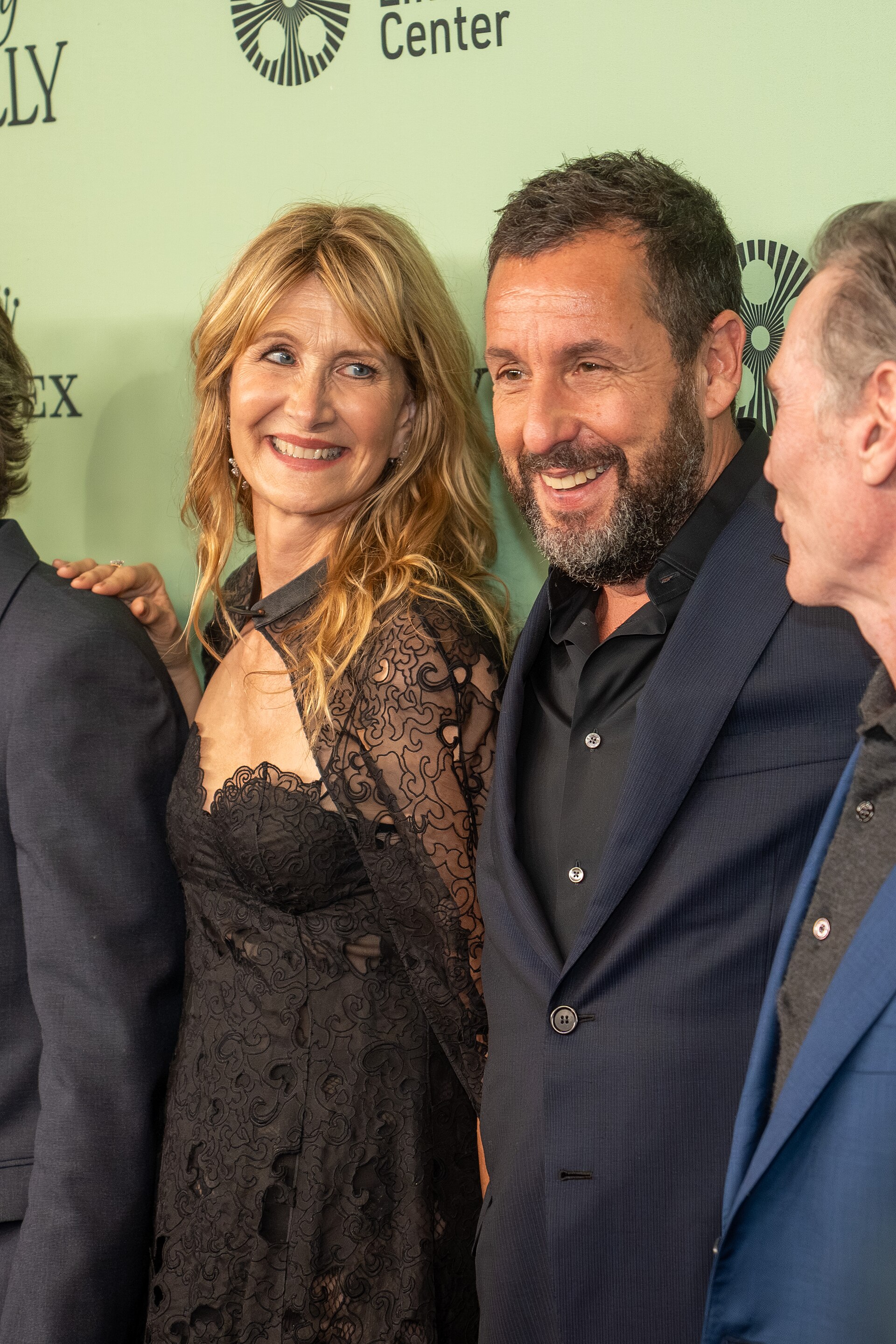 Laura Dern and Adam Sandler at the 63rd annual New York Film Festival at Lincoln Center in 2025 for the film Jay Kelly