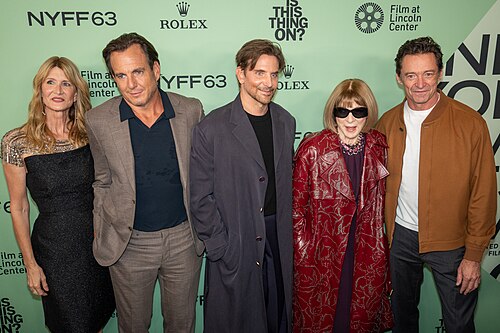 Laura Dern Will Arnett Bradley Cooper Anna Wintour Hugh Jackman at the 63rd annual New York Film Festival at Lincoln Center in 2025 for the film Is This Thing On?