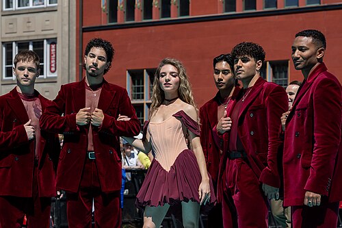 Laura Thorn, representing Luxembourg, on the Turquoise Carpet at Eurovision 2025 in Basel, Switzerland.