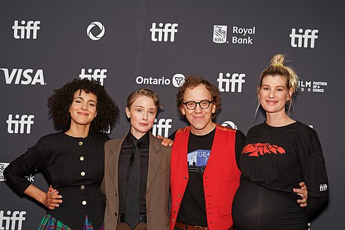 Leah Doz, Lowen Morrow, Ben Petrie and Grace Glowicki at the 2025 Toronto International Film Festival (TIFF) for the movie Dead Lover.