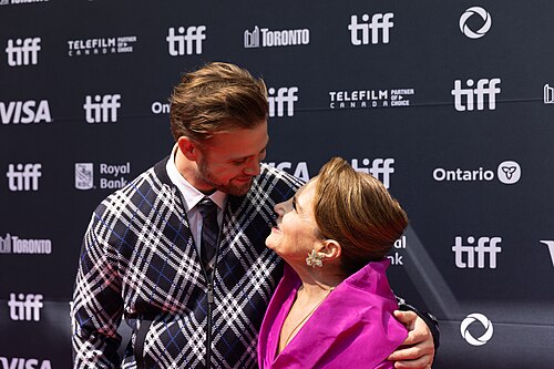 Leo Woodall and Tovah Feldshuh, actors, at the 2025 Toronto International Film Festival (TIFF) for the movie Tuner.