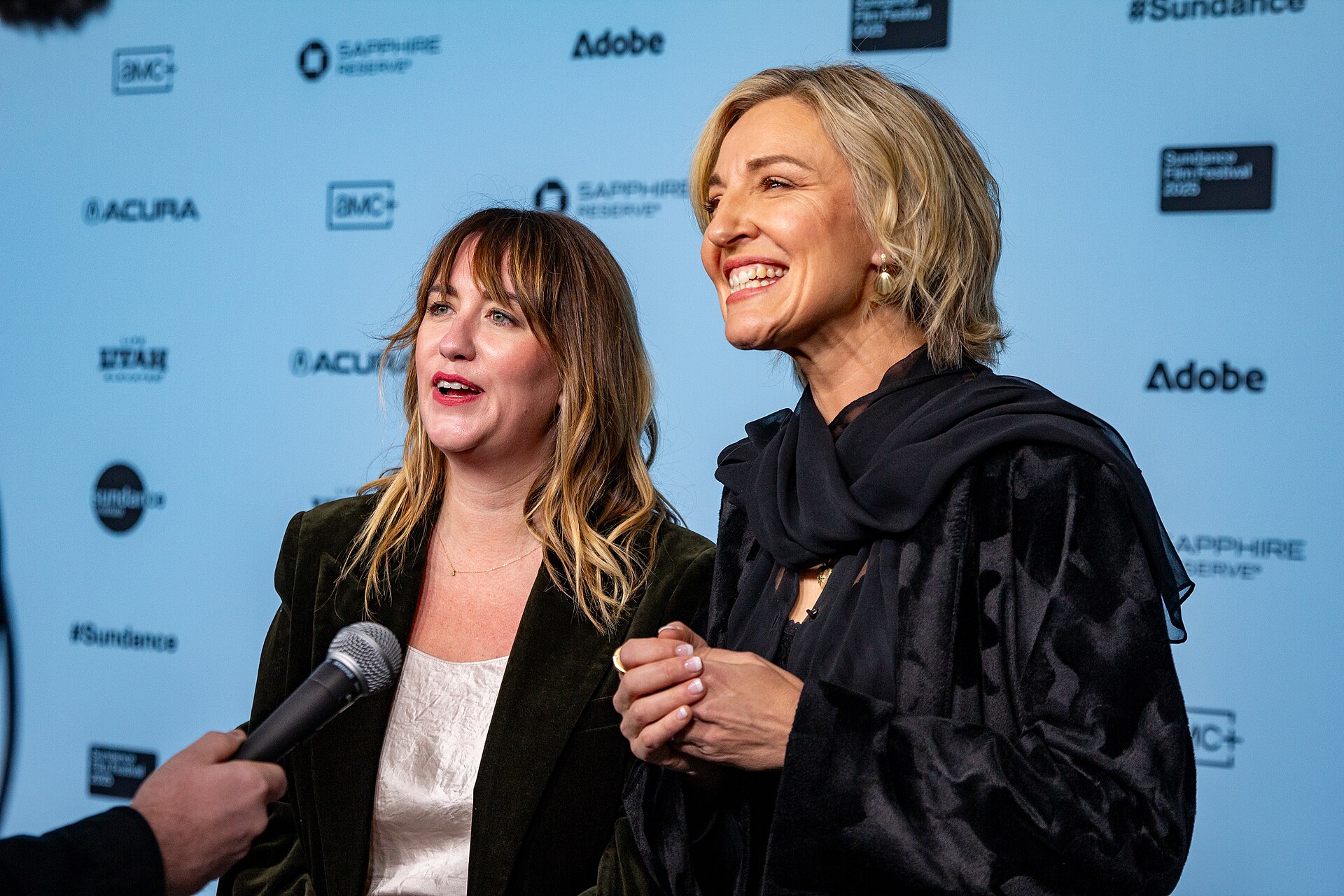 Lindsay Utz and Michelle Walshe, directors, at the 2025 Sundance Film Festival for the movie Prime Minister.