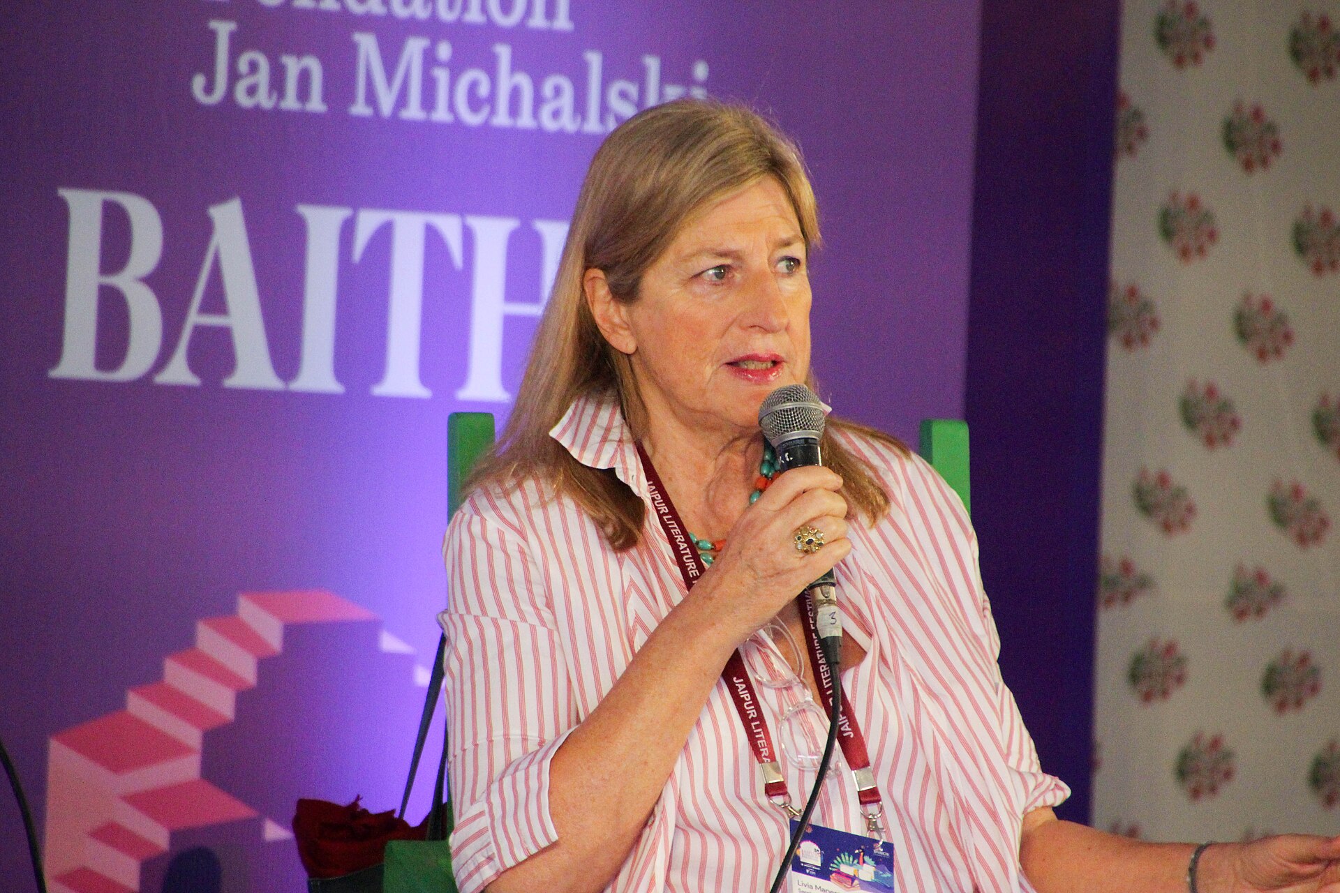 Livia Manera Sambuy, author, at the 2025 Jaipur Literature Festival in Jaipur, India.