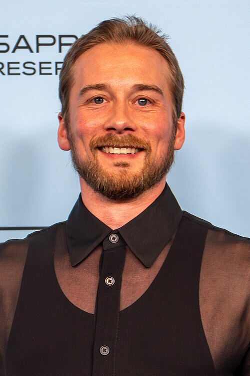 Lou Taylor Pucci, actor, at the 2025 Sundance Film Festival for Touch Me