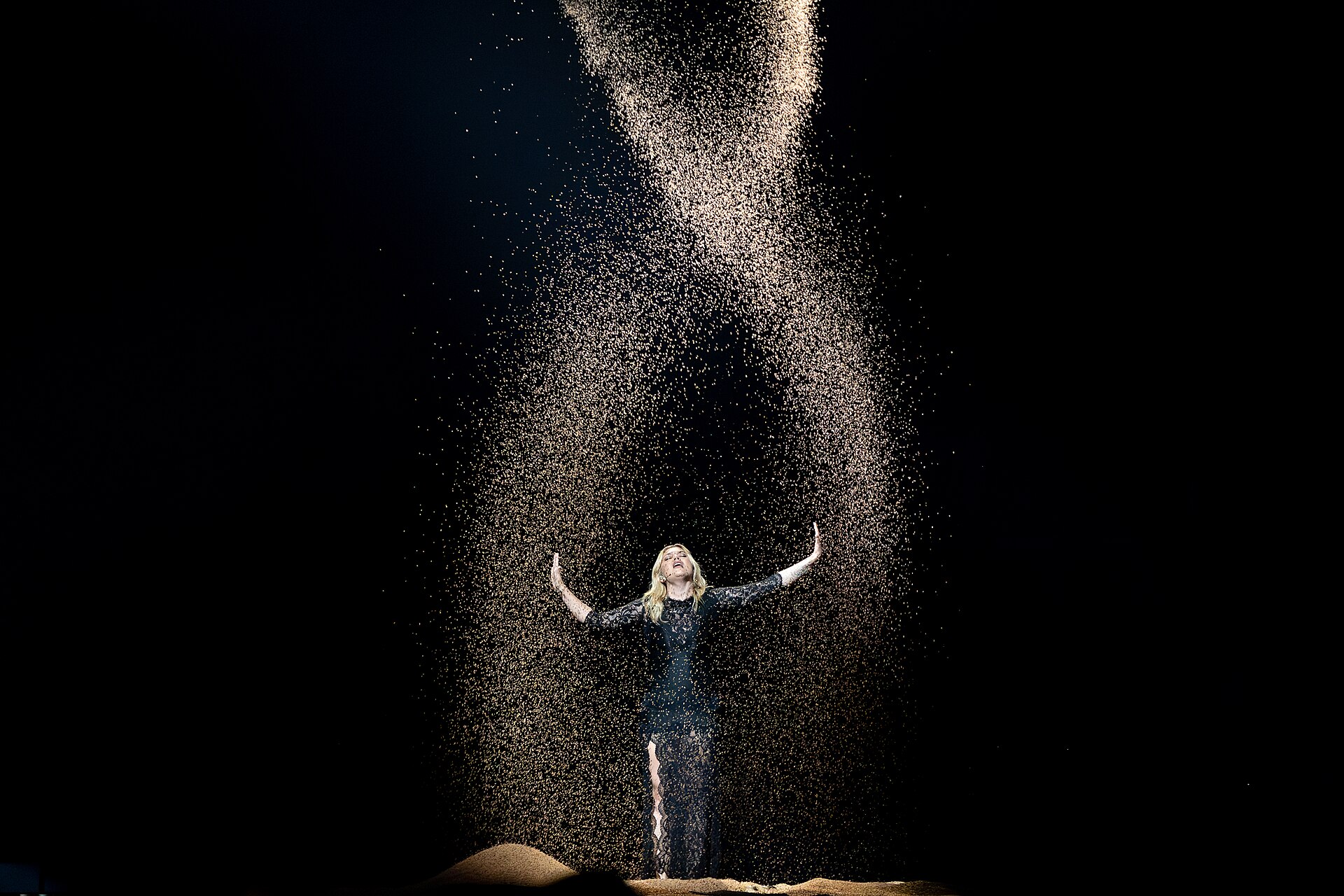 Louane, representing France, performing at Eurovision 2025 in Basel, Switzerland.