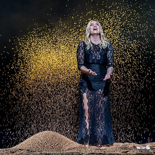 Louane, representing France, performing at Eurovision 2025 in Basel, Switzerland.