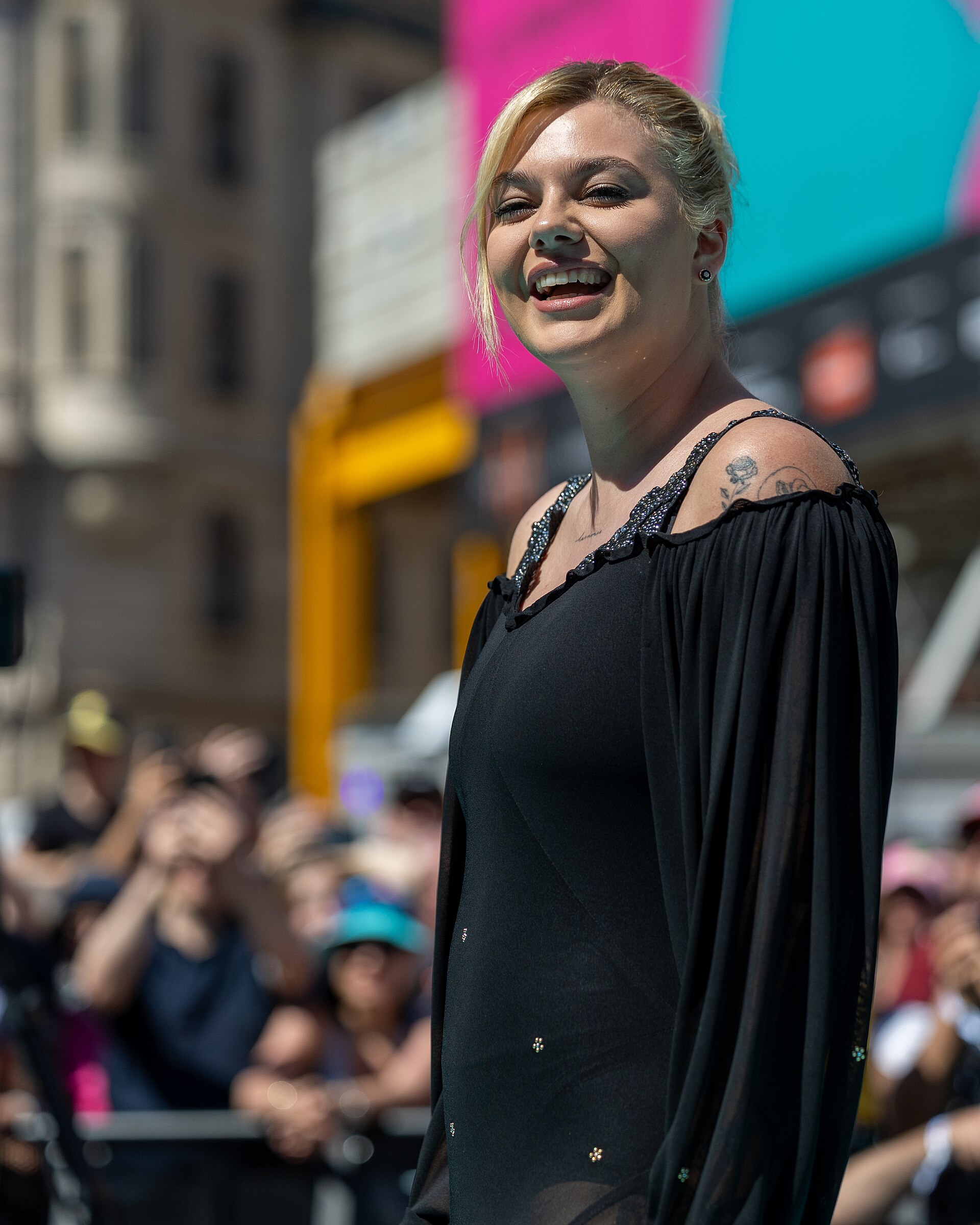Louane, representing France, on the Turquoise Carpet at Eurovision 2025 in Basel, Switzerland.