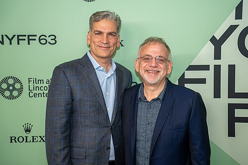 Louis Mirabal and Marc Shaiman at the 63rd annual New York Film Festival at Lincoln Center in 2025 for the film Blue Moon