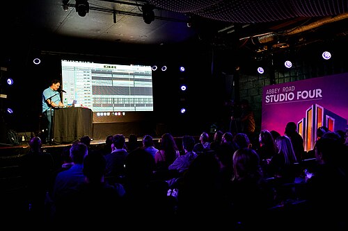 Producer and Composer Lucas Cantor runs a live demonstration during SXSW London 2025.