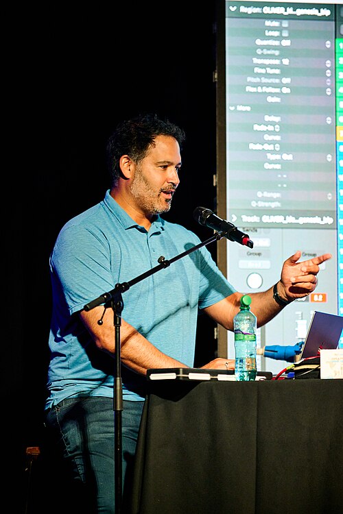Producer and Composer Lucas Cantor runs a live demonstration during SXSW London 2025.