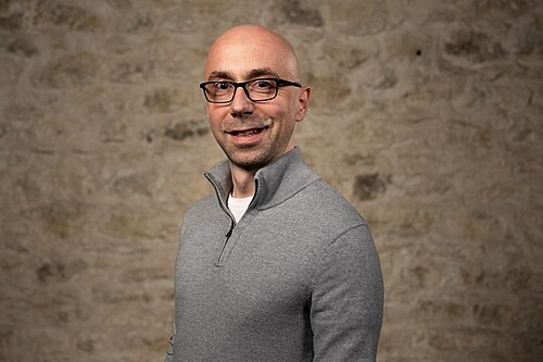 Lucas Czekaj, Founder, at the WikiPortraits studio at the 2025 SXSW Festival.